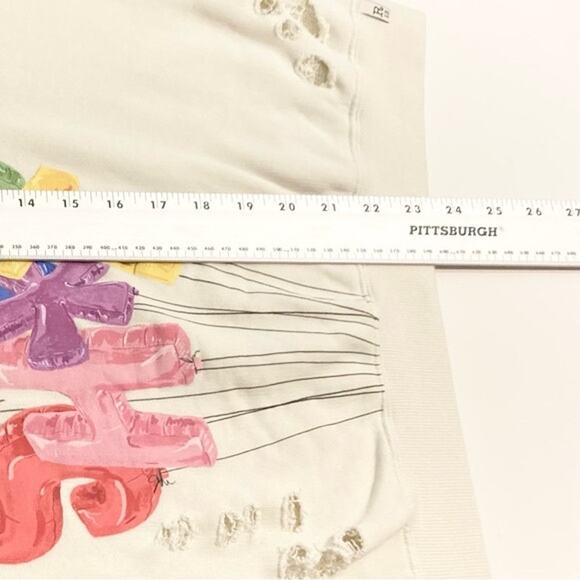 NWOT R13 FTS Sweatshirt XS Oversized Ecru/White Colorful-Graphic Distressed - Picture 10 of 10